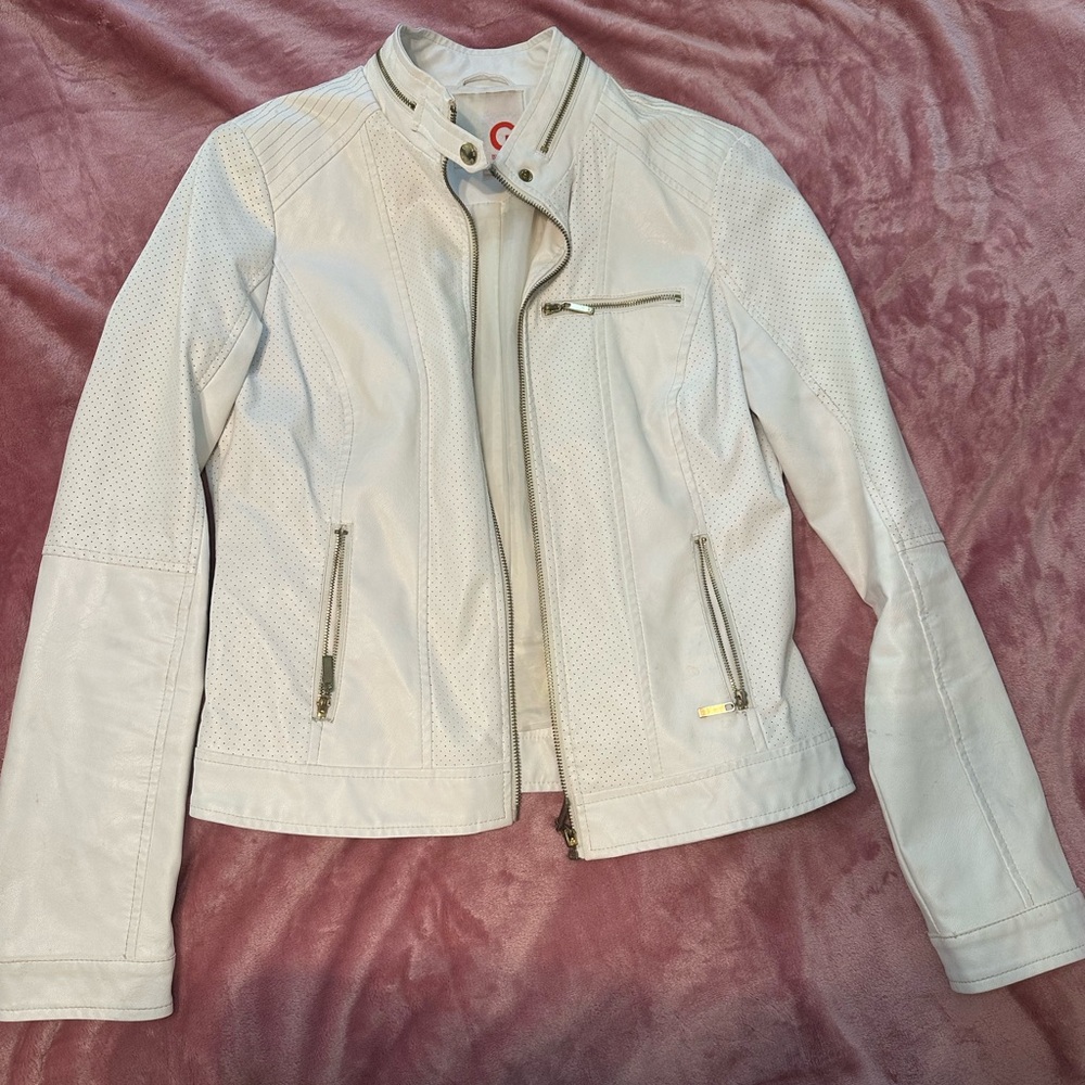 G by Guess Women's Off-White Leather Jacket